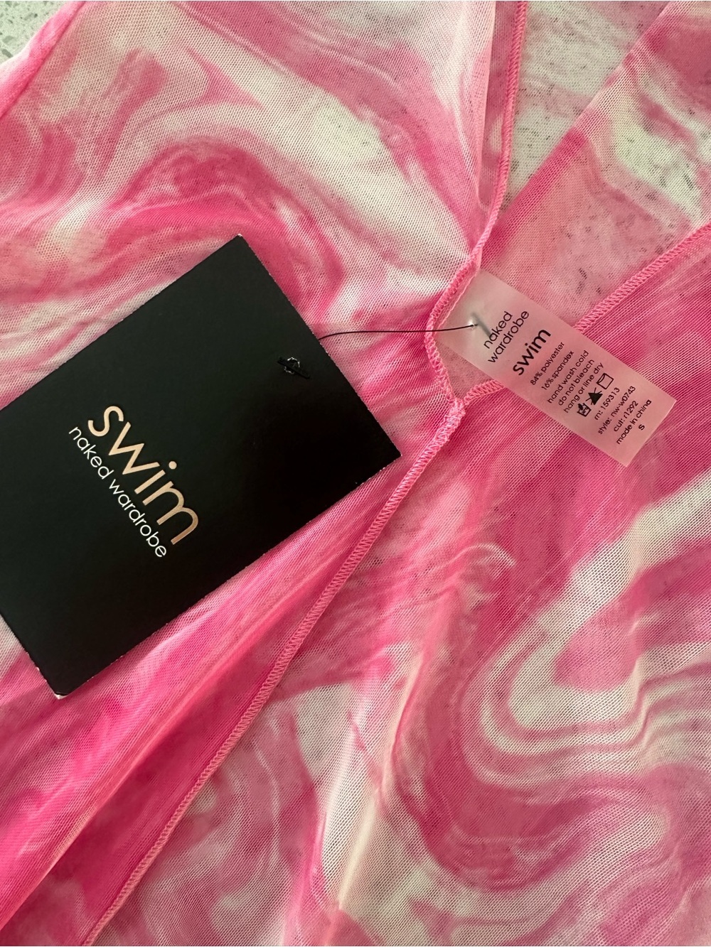 naked wardrobe Pink Marble Mesh Swim Coverup - Picture 2 of 2